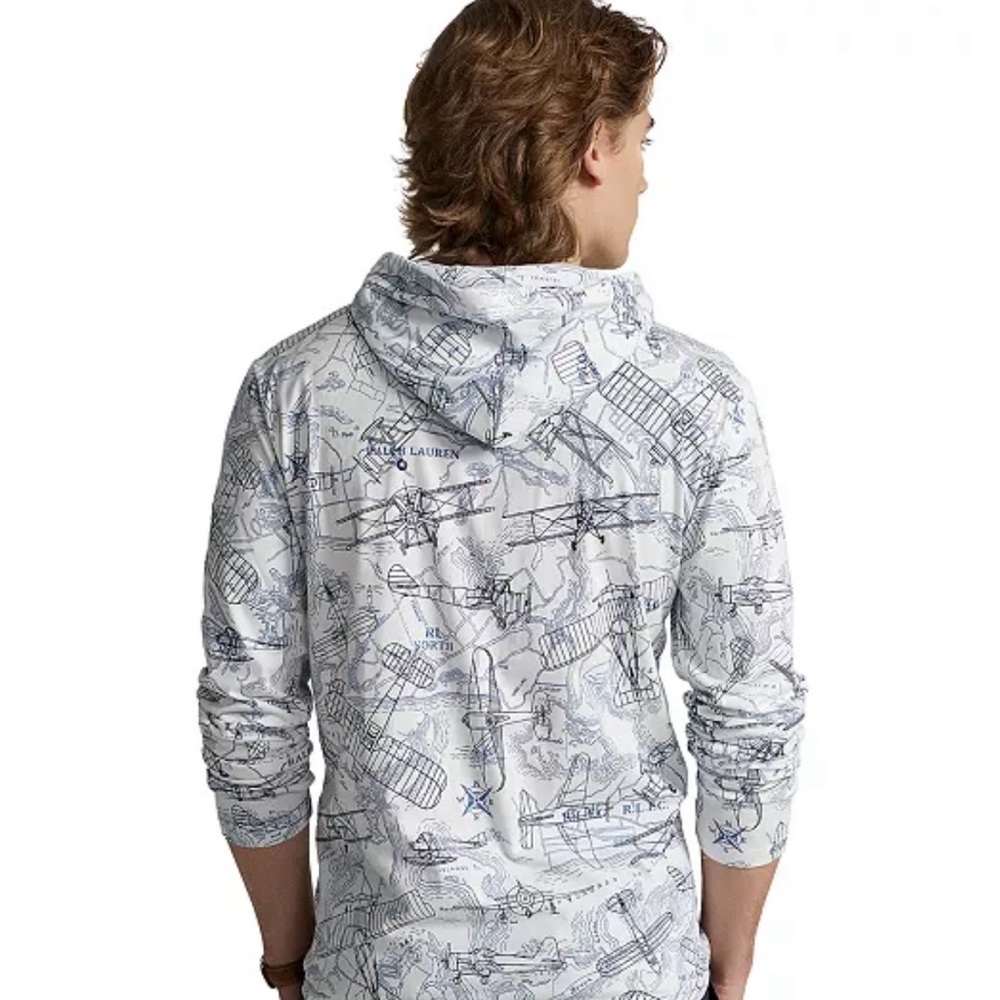 Polo Ralph Lauren White and Blue Graphic hooded t shirt - Picture 2 of 8